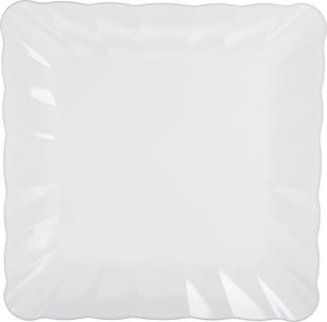 Carlisle 792802 Displayware Melamine Square Large Scalloped Platter, White