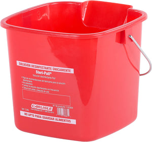 Carlisle 1182805 Square Steri Pail, 3 Quart, 5.75" Height, 6.75" Width, 6.75" Length, Polyethylene (HDPE), Red (Pack of 12)