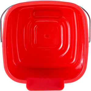 Carlisle 1182805 Square Steri Pail, 3 Quart, 5.75" Height, 6.75" Width, 6.75" Length, Polyethylene (HDPE), Red (Pack of 12)