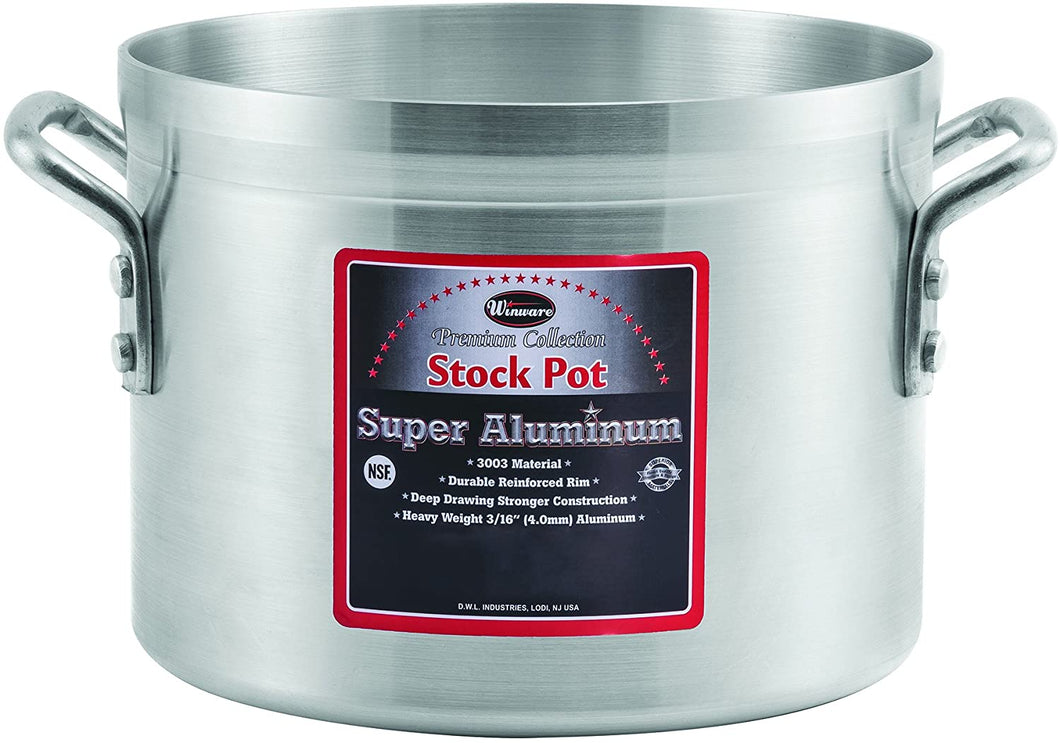 Winco USA - AXS-16 Super Aluminum Stock Pot, Heavy Weight, 16 Quart, Aluminum