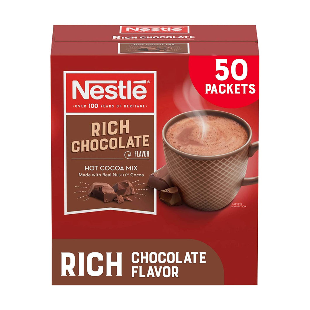 Nestle Hot Chocolate Packets, Hot Cocoa Mix, Rich Chocolate Flavor, Made with Real Cocoa, 50 Count (0.71 Oz each), 35.5 Oz