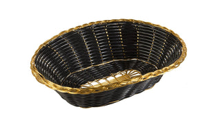 Update International (BBV-97) 9" x 6 1/2" Oval Black Vinyl Woven Basket