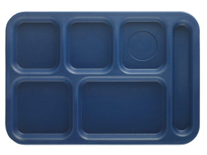 Cambro PS1014186 Textured Penny-Saver School Tray, 6-Compartment, 10" X 14-1/2", Co-Polymer, Navy Blue, 24-units