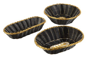 Update International (BBV-94) 9" x 4 1/4" Oblong Black Vinyl Woven Basket