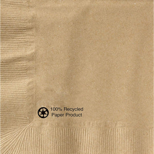 Hoffmaster Kraft Beverage Napkin, Coin Embossed, 1 ply, 1/4 fold, 100% Recycled, Pack of 1000