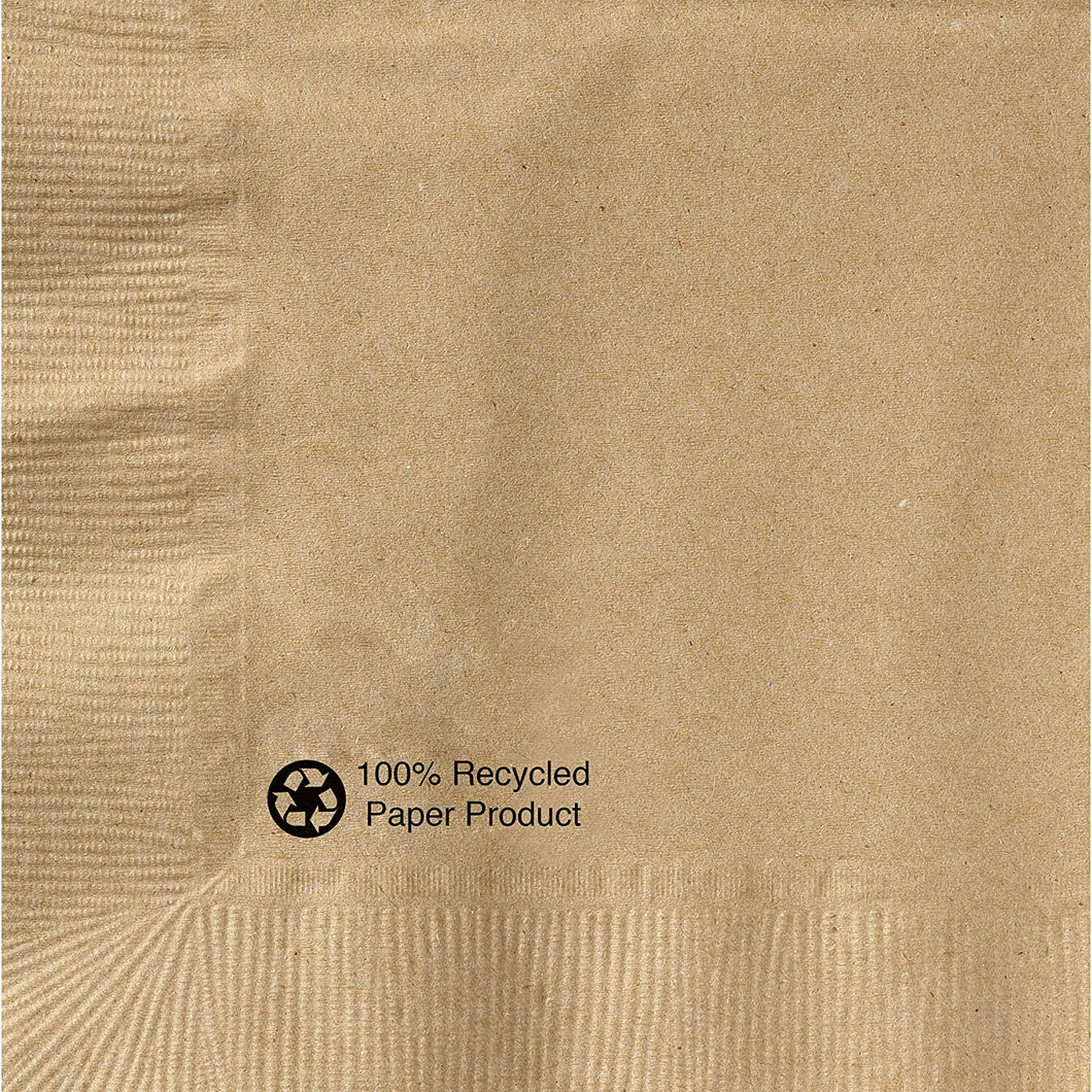 Hoffmaster Kraft Beverage Napkin, Coin Embossed, 1 ply, 1/4 fold, 100% Recycled, Pack of 1000